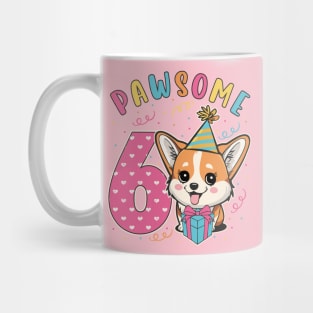 6th Birthday Cute Corgi Pawsome 6 Girls Mug